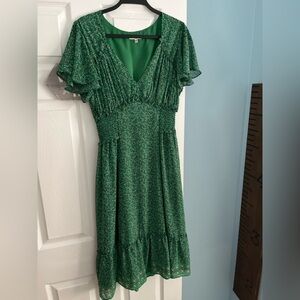 Max Studio Green Patterned Midi Dress